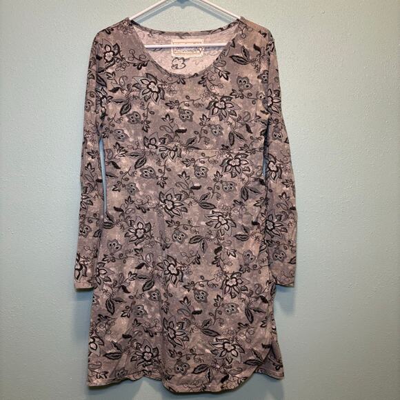 Aventura Dresses & Skirts - Women's Aventura Grey Black Floral Long Sleeve Dress Size L